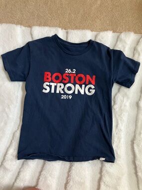 Kids Navy "Boston Strong" Graphic Tee - Red & White Text